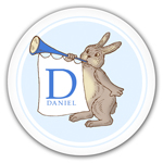 Name Doodles - Personalized Melamine Plates (Whimsical Rabbit Blue) (WAF-P5B)